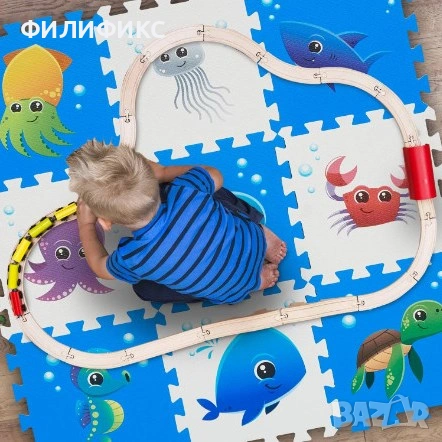 Детски килим пъзел – морски животни – 9 части – мек EVA пъзел за под – НОВ, снимка 5 - Игри и пъзели - 53078643