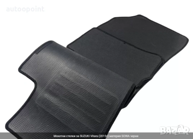 Мокетни стелки за SUZUKI Vitara (2015+) материя SOWA черни Petex, снимка 3 - Аксесоари и консумативи - 53884485