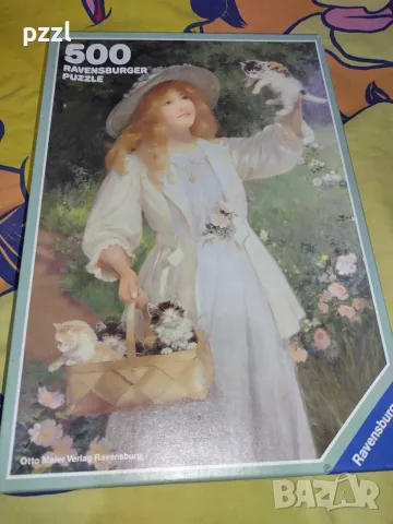 Пъзел "Момиче с котенца ” Ravensburger 1986г. 500 части