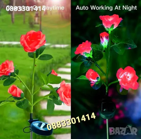 Соларна лампа Роза Водоустойчива , снимка 3 - Лед осветление - 49783768