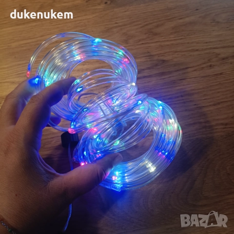 Соларна LED лента, 10 м, дизайн с медна жица, водоустойчива, цветни светлини, снимка 7 - Лед осветление - 52711315