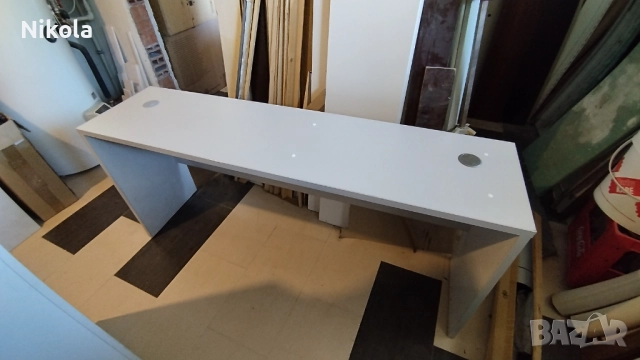 Бюро - офис маса 160/40/72см светло сиво, снимка 6 - Работни маси и бюра - 51715843