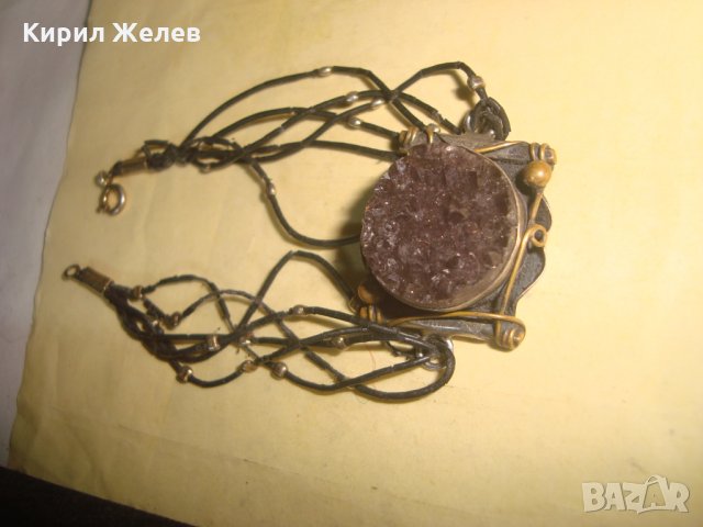 СТАРА АРТ НУВО ГРИВНА с ОГРОМЕН МИНЕРАЛ АМЕТИСТ ХЕНД МЕЙД ВИНТИДЖ МАЙСТОРСКА ИЗРАБОТКА БРОНЗ 26929, снимка 6 - Гривни - 34896123