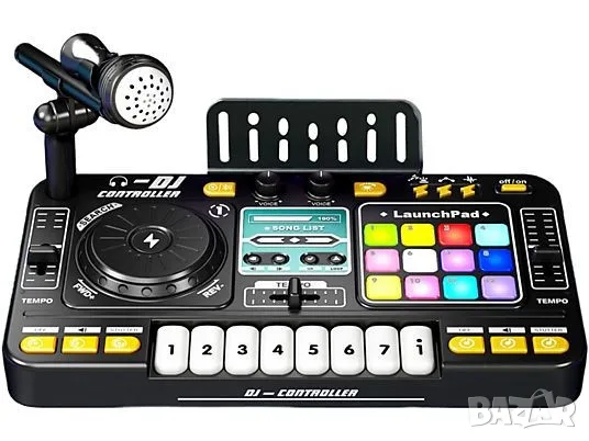 DJ миксиращ пулт с Bluetooth и микрофон на стойка 🎤 и клавир 🎹 , снимка 4 - Образователни игри - 55877263