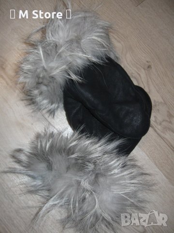 Дамски топли кожени ръкавици от естествена кожа с естествен косъм и вата отвътре, снимка 7 - Ръкавици - 30677570