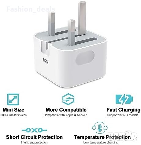 Нов 20W USB C бърз Адаптер щепсел съвместим с iPhone Airpods pro iPad , снимка 7 - Друга електроника - 42917121