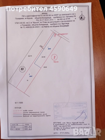 Продава се Парцел,с.Пожарево, София област