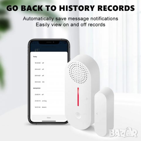 WiFi сензор за врата/прозорец с аларма, снимка 8 - Други - 39683566
