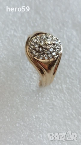 Руски златен пръстен 56 проба с диаманти