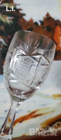 Български кристален сервиз за вино , снимка 2 - Антикварни и старинни предмети - 48065505