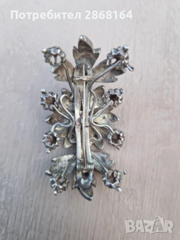 Много стара брошка с диаманти, снимка 2 - Антикварни и старинни предмети - 50930307
