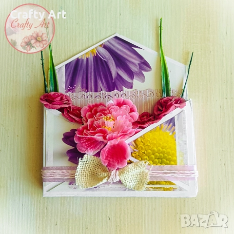 Картичка-плик с изскачащи цветя , снимка 5 - Други - 42277499