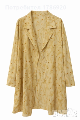 Дълга жълта риза с флорален принт