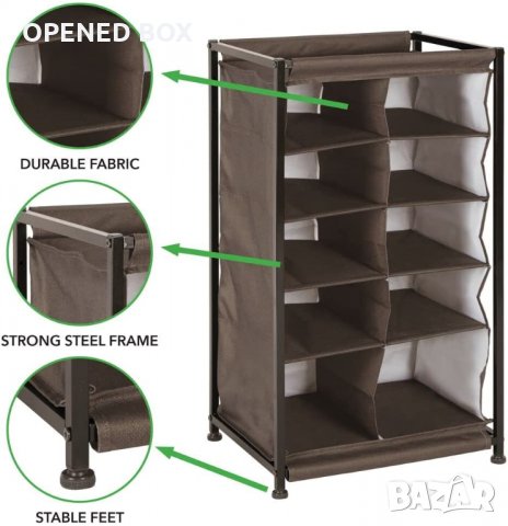 Поставка за обувки mDesign - 10 отделения - тъмнокафяв, снимка 5 - Други - 34894438