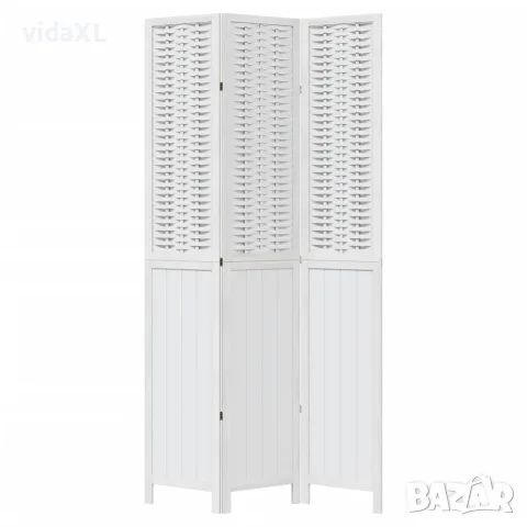 vidaXL Разделител за стая, 3 панела, бял, дърво пауловния масив, снимка 4 - Паравани - 56147275