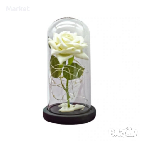 Бяла роза под стъклен купол - Вечна елегантност, снимка 3 - Декорация за дома - 51811959