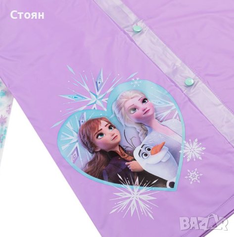 Водоустойчив детски лилав дъждожран с прозрачни ръкави Snowflakes Frozen II - 6 години, снимка 2 - Други - 42838234