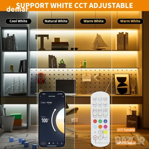 PAUTIX RGB COB LED лента за осветление 10M, смяна на цвета, димиране, DC24V, снимка 5 - Лед осветление - 47434524