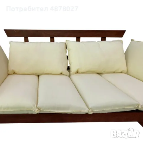 Диван Muhler Meranti с матрак и възглавница BEIGE, снимка 2 - Дивани и мека мебел - 55724010