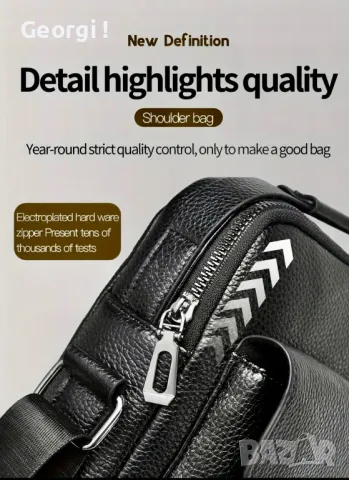 Мъжки елегантни, удобни и универсална чанти POLC (PU кожа) черни на цвят!, снимка 6 - Чанти - 49292274