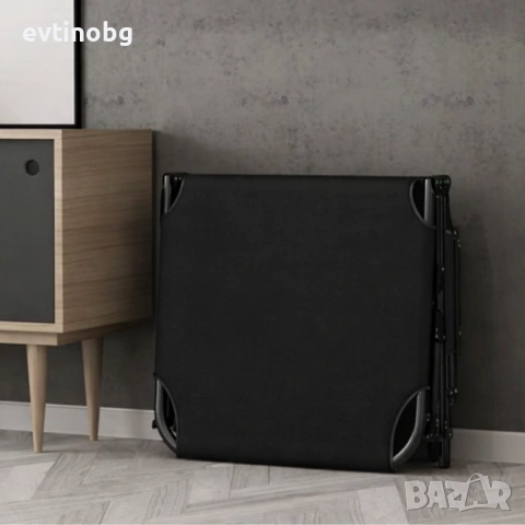 Луксозен Къмпинг Шезлонг и Легло 2в1 180x56см – Черен, с дебел матрак и възглавница, Регулируем, снимка 5 - Градински мебели, декорация  - 53882174