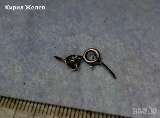 СТАРА СРЕБЪРНА ЗАКОПЧАЛКА СРЕБРО 925 с БЯЛА ПОЗЛАТА КАРАБИНКА За ВЕРИЖКА ГРИВНА КОЛИЕ СИНДЖИР 49907, снимка 3 - Други - 49517899