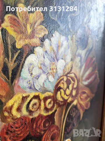 Антикварна  стара Картина   маслени бои  платно  подпис на автора, снимка 4 - Антикварни и старинни предмети - 42473432