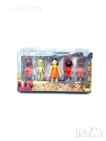 Голям комплект 5броя Фигурки Squid Game mask Игра на Калмари, снимка 2 - Фигурки - 49392323