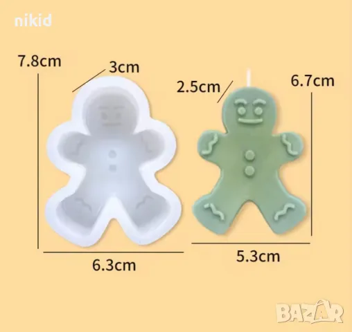 Джинджифилово човече елен елха дълбок силиконов молд форма фондан шоколад гипс смола сапун свещ, снимка 9 - Форми - 48350809