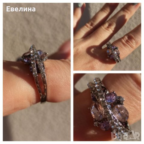 Дамски комплект пръстен и обеци, щампа 925 сребро, снимка 13 - Бижутерийни комплекти - 38154022