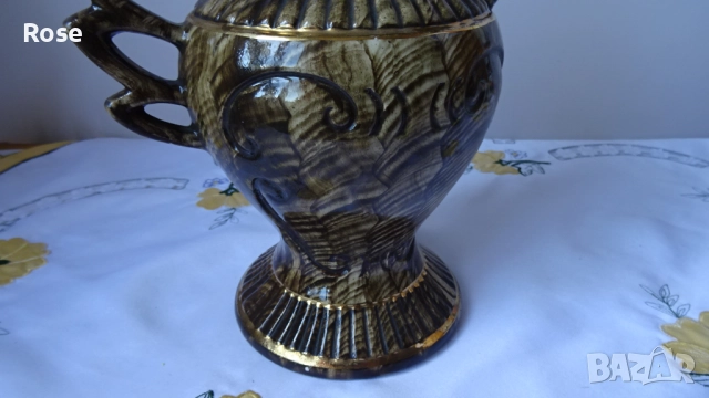 Винтидж керамична ваза, ръчно рисувана от H. Bequet Quaregnon, снимка 12 - Вази - 52650228