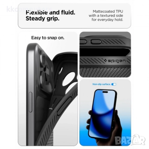 Оригинален кейс Spigen Liquid Air, За iPhone 17 Pro Max (6.9), Черен и Протектор, снимка 8 - Резервни части за телефони - 51922836