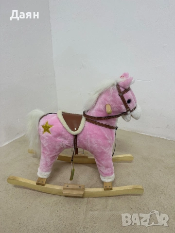 Дървен люлеещ се кон HOMCOM с музика, звук и седло за деца от 3 до 6 години, снимка 7 - Други - 53233102