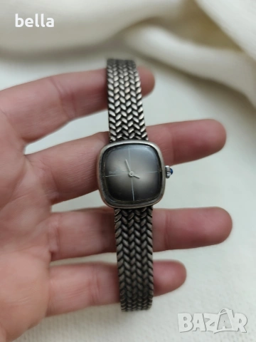 BAUME & MERCIER-Сребърен дамски часовник,сребърна верижка с интересна масивна плетка 800 проба, снимка 9 - Антикварни и старинни предмети - 53148330