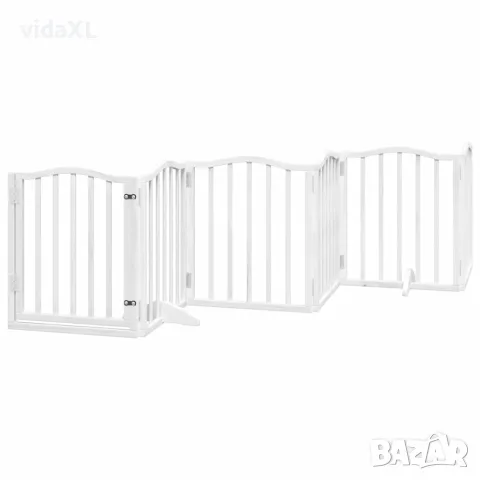 vidaXL Сгъваема преграда за кучета с врата 9 панела бял 450 см топола, снимка 4 - За кучета - 56146660
