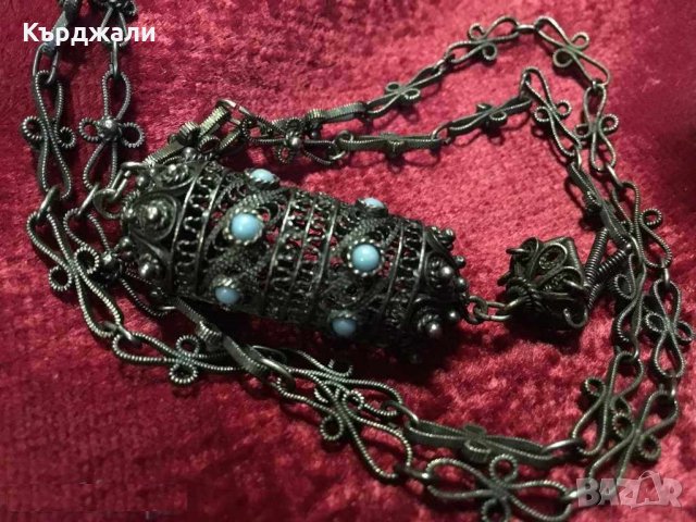Прекрасен Възрожденски Сребърен Филигранен Накит Мощехранителница , снимка 2 - Антикварни и старинни предмети - 32088226
