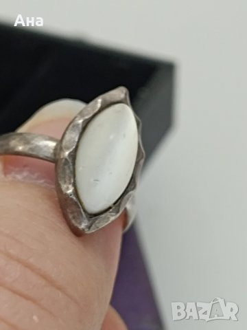 Красив сребърен пръстен със седеф # ГР50, снимка 3 - Пръстени - 44404354