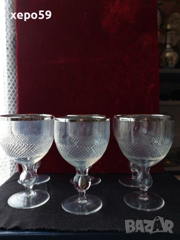 Стари кристални чаши със сребърен обков/ за десерти,сладолед и др.вместимост 500 мл.сребро 925, снимка 13 - Чаши - 52432175