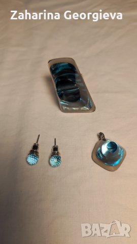 Комплект пръстен, висулка и обици , снимка 6 - Бижутерийни комплекти - 37331001