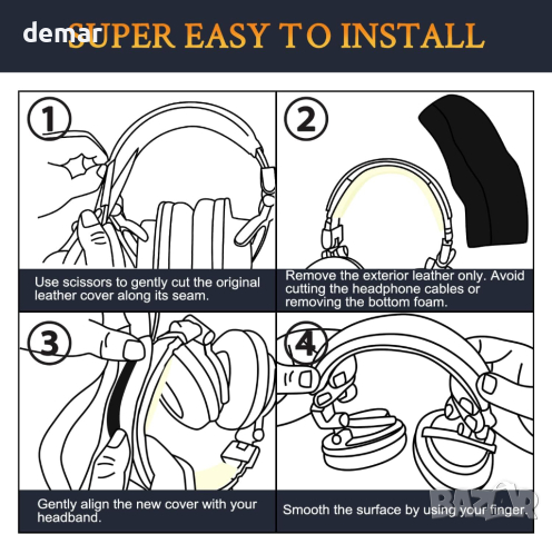 SOULWIT Резервен комплект подложки за уши и лента за глава за слушалки ATH M50, M50X, M50XWH, снимка 4 - Слушалки и портативни колонки - 44734167