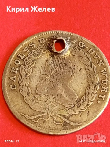 Сребърна монета 20 кройцера 1764г. Карл Вюртемберг за КОЛЕКЦИЯ 52629, снимка 11 - Нумизматика и бонистика - 53094849