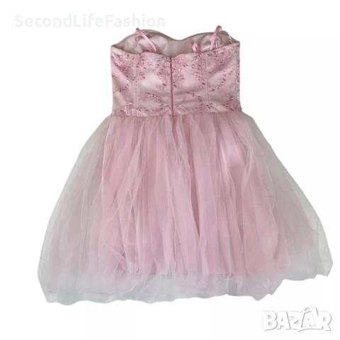 Официална розова рокля с дантела бална мини коктейлна рокля размер M, снимка 2 - Рокли - 53221810