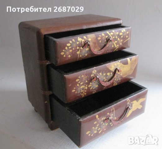 стара японска кутия за бижута с чекмеджета, снимка 3 - Други ценни предмети - 31805072