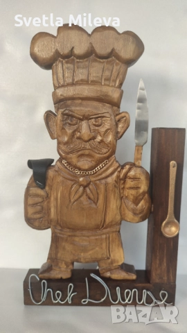Шеф Дуенде/Chef Duende – двулицева дърворезба /дърворезбена скулптура/, снимка 3 - Декорация за дома - 52845514