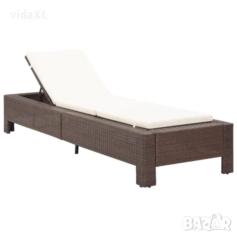 vidaXL Шезлонг с шалте, кафяв полиратан（SKU: 46235）