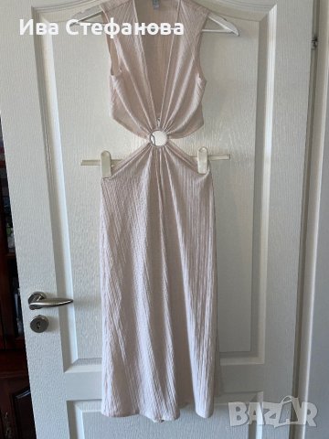 Уникална рокля ASOS Asos рязана в талията кръста еластична елегантна дълга телесна бежова , снимка 6 - Рокли - 40339667