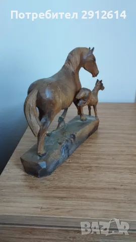 Фигурка кон от дърво, снимка 2 - Колекции - 50385284