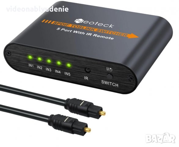 1X5 SPDIF TOSLINK Split Switcher Дистанционно Цифрово Оптично Аудио 1Изход 5Входа LPCM2 DTS DolbyAC3, снимка 9 - Ресийвъри, усилватели, смесителни пултове - 30893672