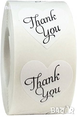 100 бр Thank You сърце сърца малки самозалепващи лепенки стикери за ръчна изработка за подарък, снимка 4 - Други - 30837645