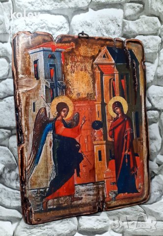 Икона Благовещение, Богородица и Архангел Гавраил 24/18 см, снимка 3 - Икони - 44162311